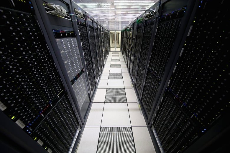 Banks of computer servers.