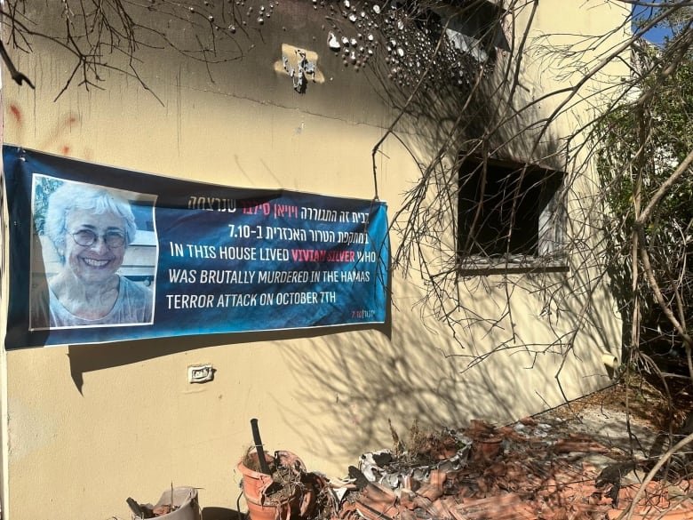 The home of Canadian-Israeli peace activist Vivian Silver in on a street dubbed "death row" by survivors of the massacres in Be'eri.   Her home,  like almost every other property surrounding it,  was attacked by Hamas militants on the morning of October 7th.   The attackers set fire to the house,  as Silver sought shelter inside a safe room.