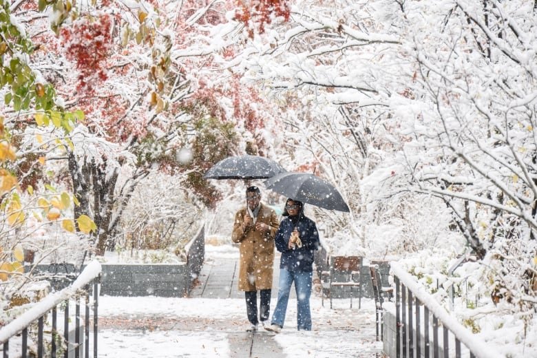 Pedestrians walk in Gwanghwamun near Gyeongbokgung Palace amid heavy snowfall in central Seoul.