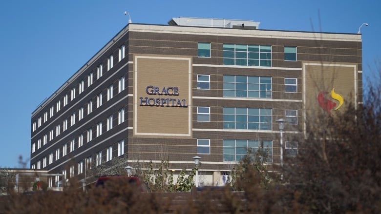 An exterior of two walls of the Grace Hospital in west Winnipeg.