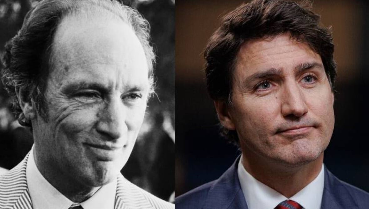 pierre-and-justin-trudeau Pierre Trudeau, left, was prime minister in 1975. His son, Justin Trudeau, is prime minister in 2023.