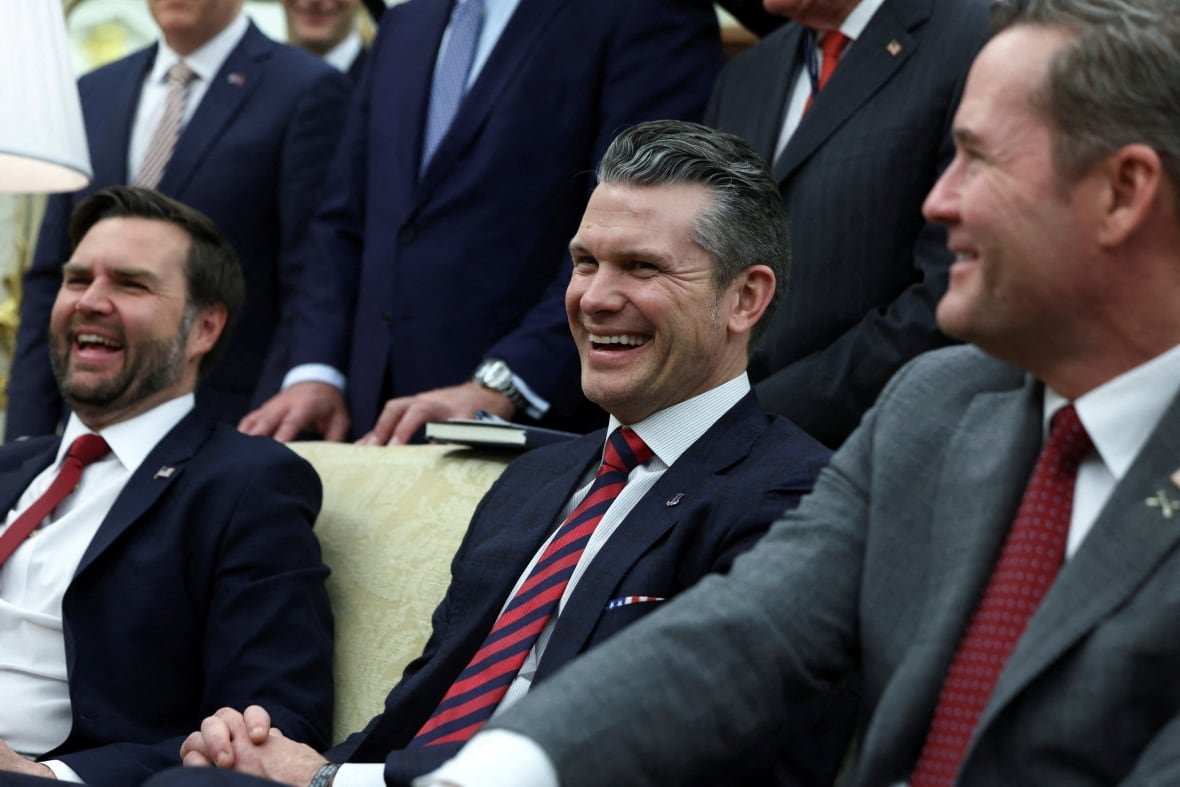 usa-trump-houthis-intel-1 U.S. Defense Secretary Pete Hegseth, U.S. Vice President JD Vance and U.S. National Security Advisor Mike Waltz are seen in this image.