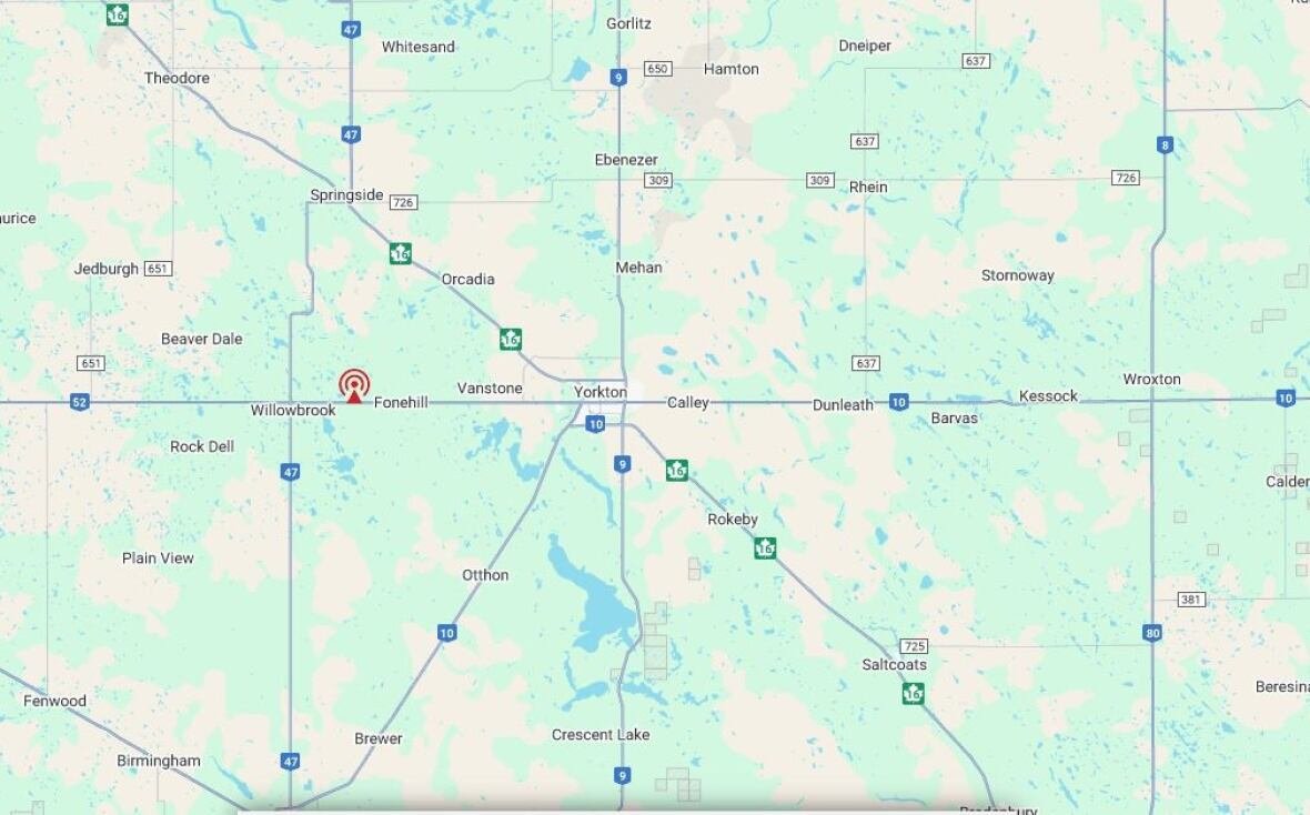 A screen shot of a map shows the cbc broadcast tower location