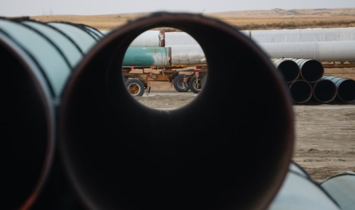 keystone-xl-alberta Pipe waiting to be used in construction of the Keystone XL pipeline in Alberta in September, 2020.