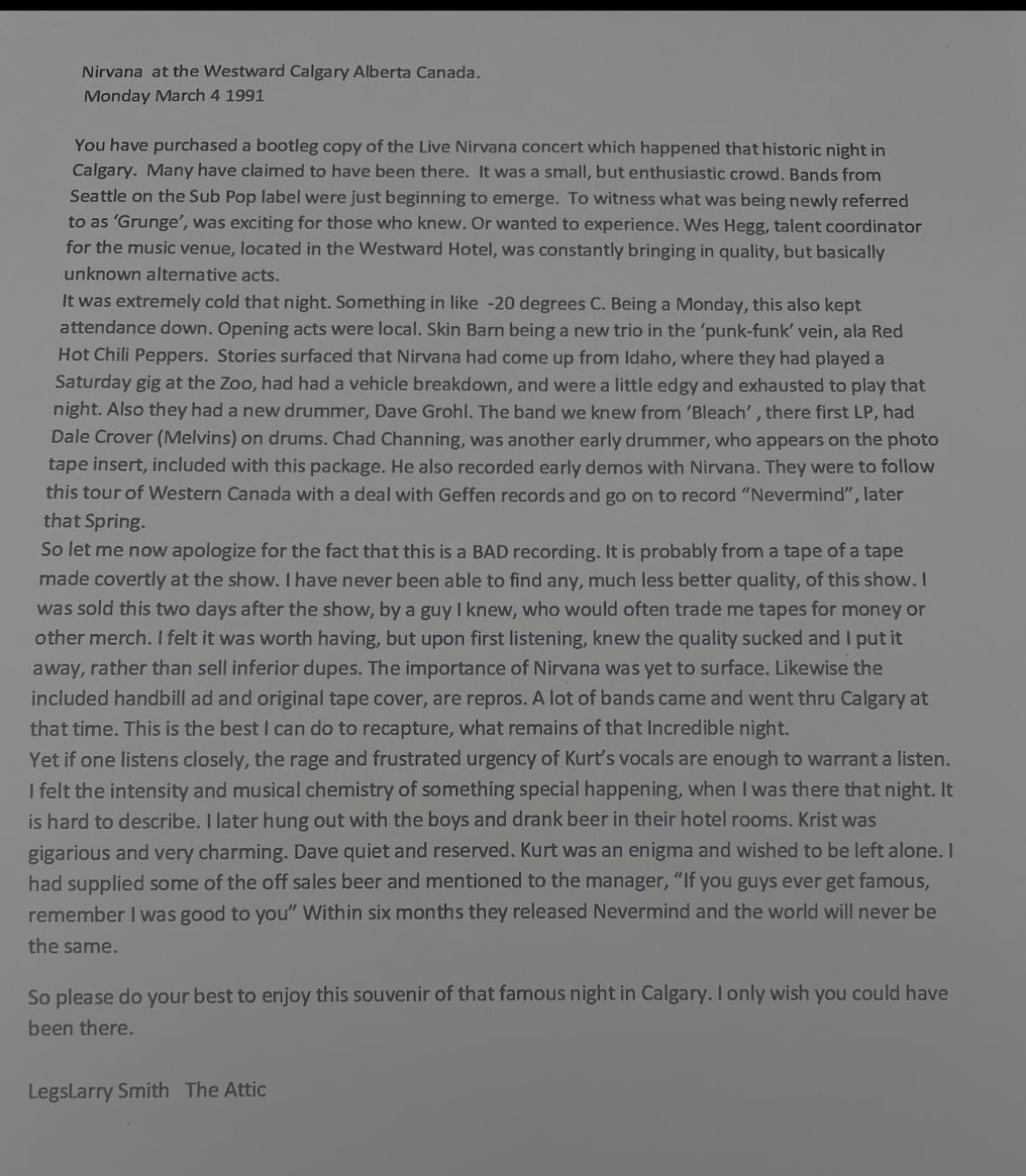 Larry's letter.