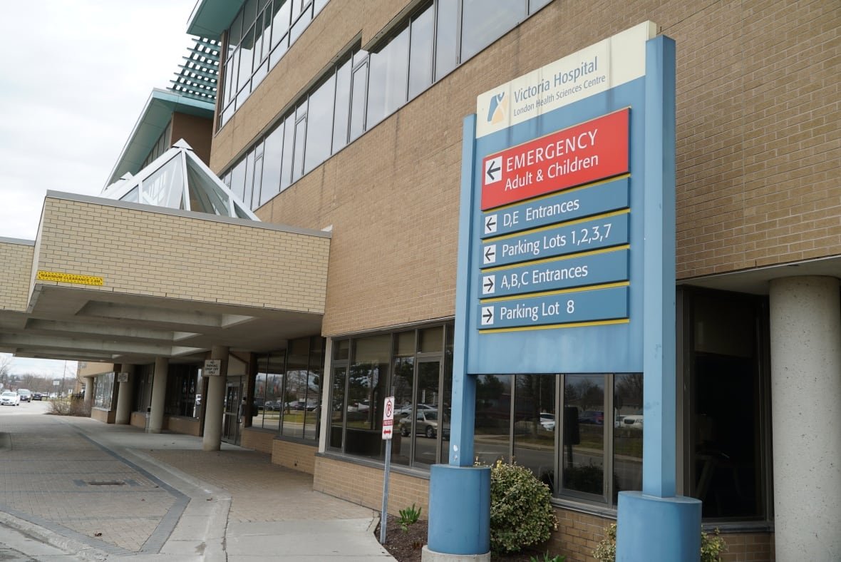 The entrance to the emergency room at the London Health Sciences Centre.