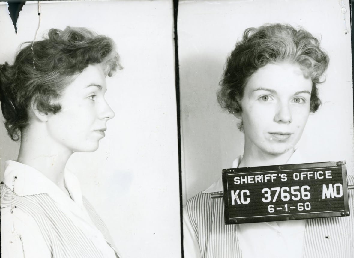 sharon-kinne-mugshot-1 Black and white mug shot of a woman